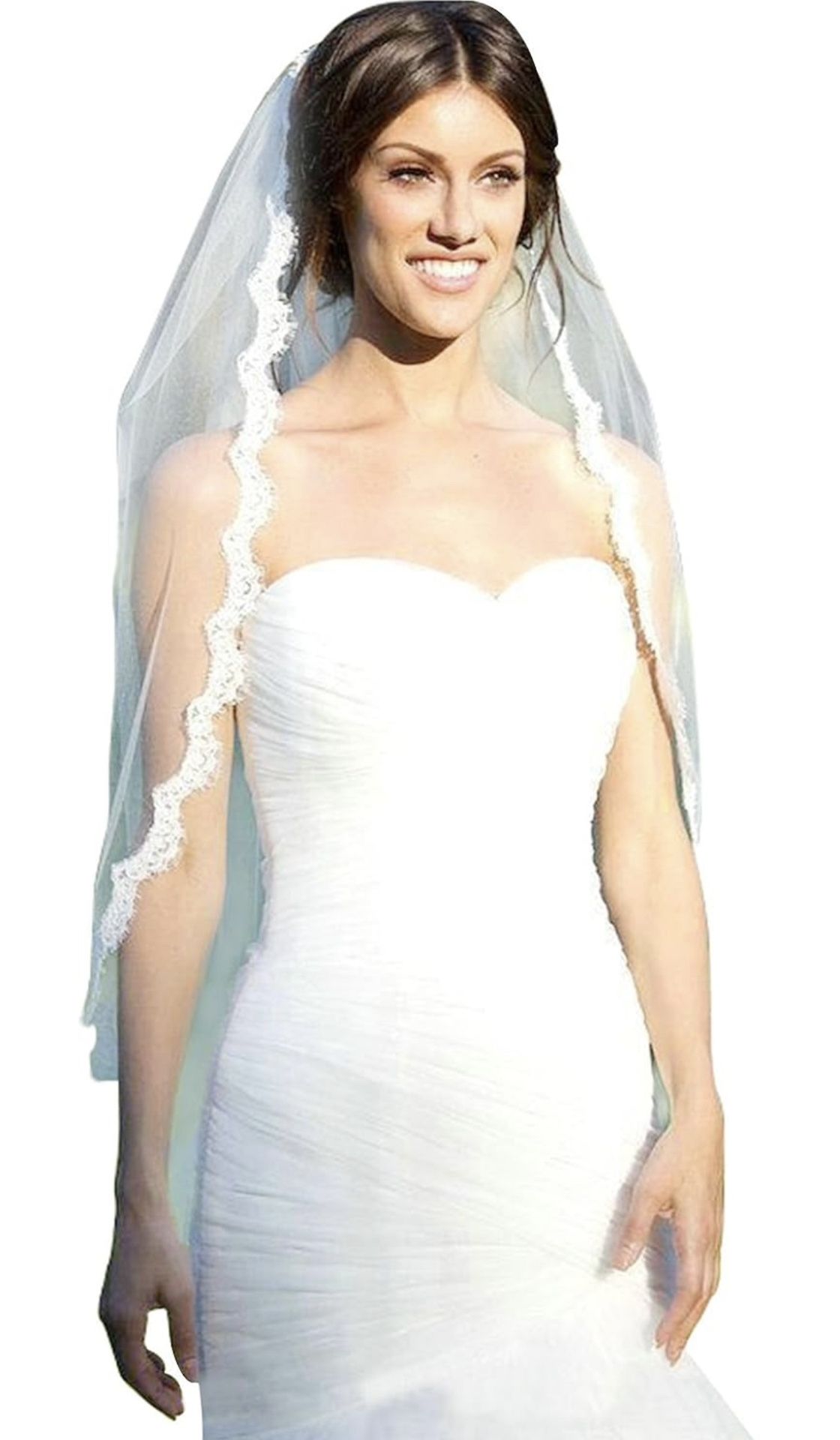 Elegant Lace Appliques Wedding Bridal Veil With Comb