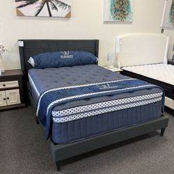 Queen Grey Platform Bed Frame 