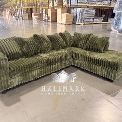 Olive Green Fluffy Sectionals!