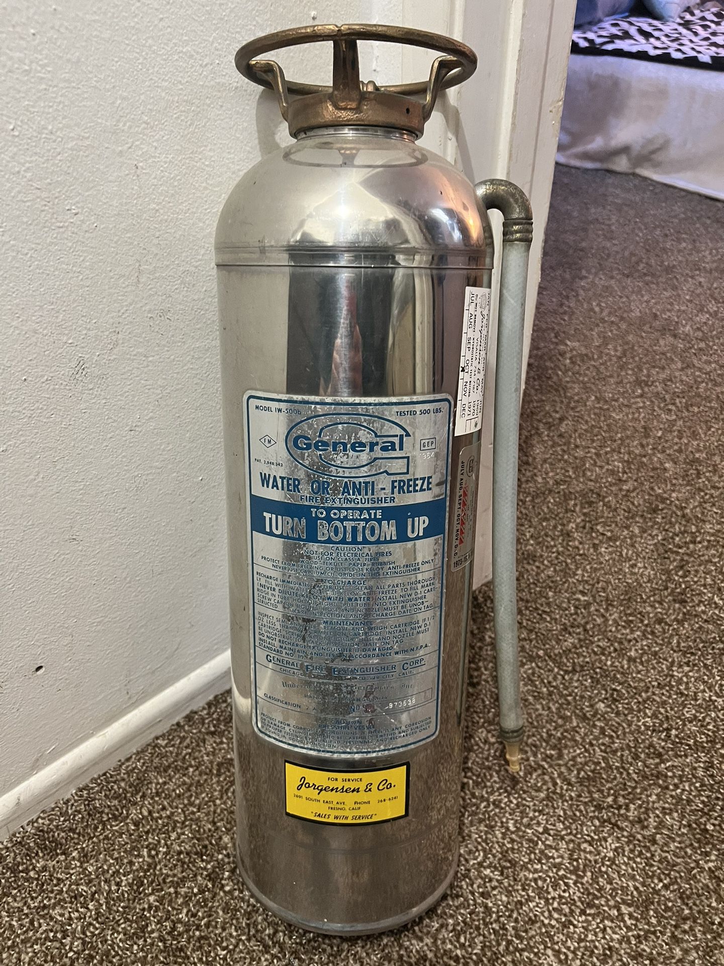 Fire Extinguisher Dated 1969 120 OBO