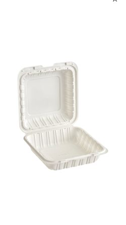 8x8 White Hinged Container 1 Compartment