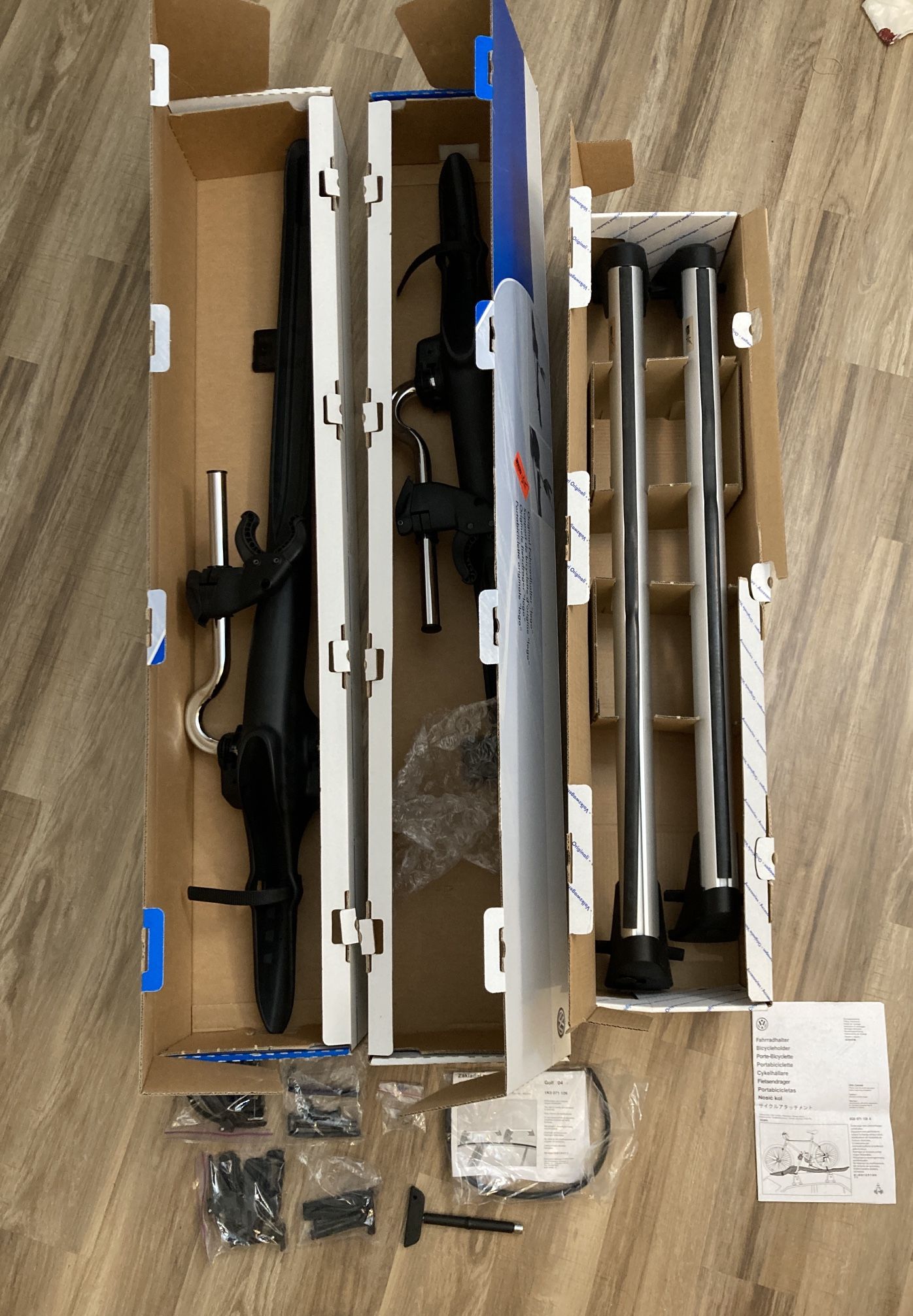 OEM VW Golf roof rack + Two bike carriers