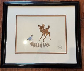 Framed Disney Animation Art Lithographs - Lion King Simba & Nala + Bambi (Ready to Hang!)
