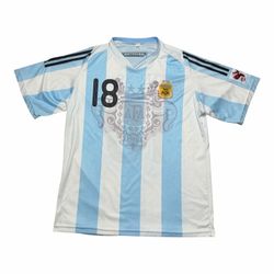 Lionel Messi #18 Argentina 2010 FIFA World Cup Soccer Home Jersey Custom Adult Size Large L
