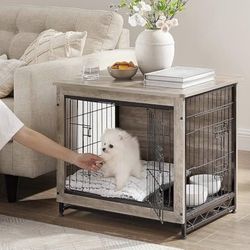   Dog Crate Furniture, Side End Table, Heavy-Duty Modern Kennel Cage with Multi-Purpose Removable Tray, Double Doors, for Dogs up to 14 kg, 