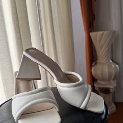 unique white heeled sandals 
