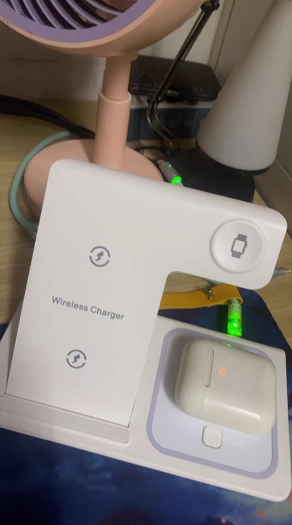 15W 3 In 1 LED Fast Wireless Charger Stand Foldable Charging Station For Smart Phone 15 14 13 12 11 IWatch 9 8 7 6 5 Airpods Pro