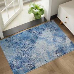 2x3 ft Blue Entryway Kitchen Bathroom Rug