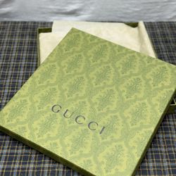 Gucci Green Damask Embossed Cardboard Empty Box Only 12" x 13" x 1.1/2"