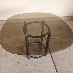 Modern Glass Coffee Table - Smoked Glass & Metal Base 