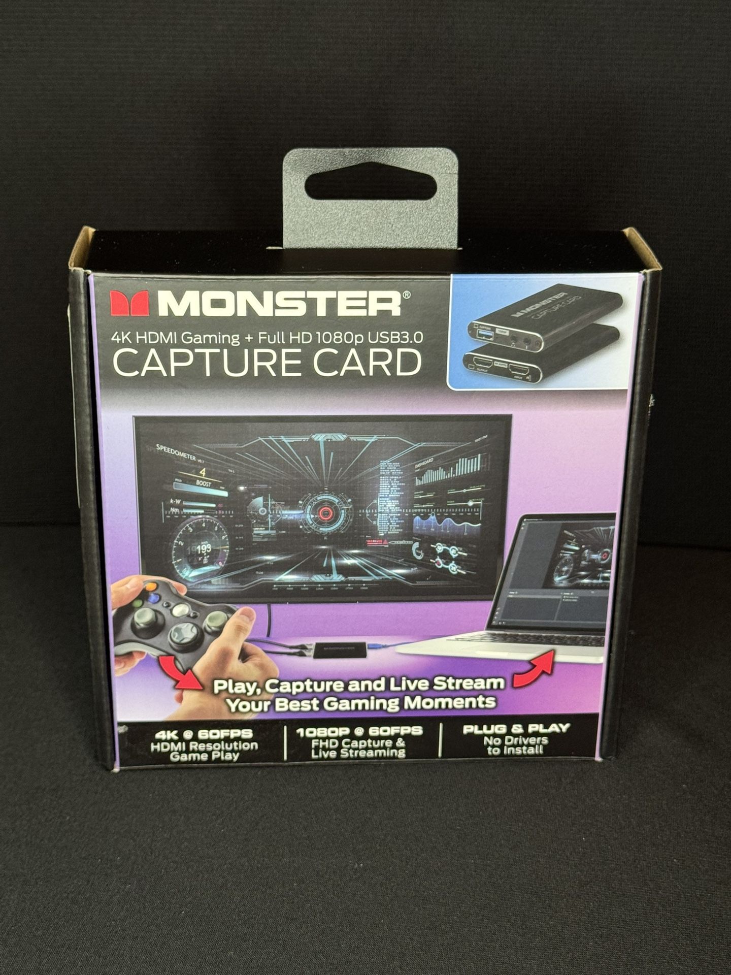 Monster 4K Black Audio Video USB 3.0 HDMI Capture Card, Record High Quality Videos, Live Stream 1 Piece ( New in Box )