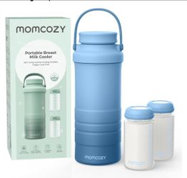 Momcozy Portable Breast Milk Cooler 22oz – Insulated Baby Bottle Cooler for Travel & Outdoor – Blue