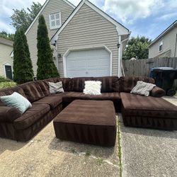 FREE Local Delivery 🚚- brown corduroy 3 pcs sectional couch sofa set w/ ottoman