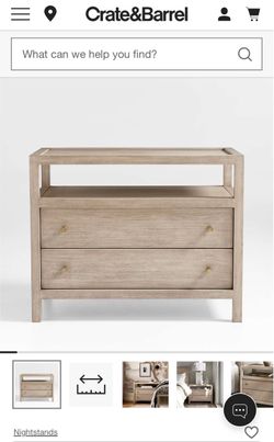 Crate & Barrel Wood Nightstand with Drawers