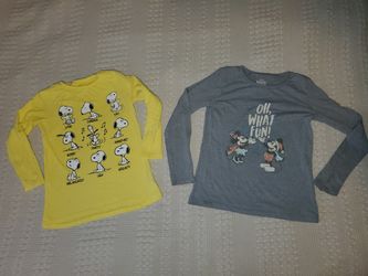 (2) Piece girls sz 14 shirts - Disney and Peanuts