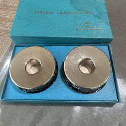 FB Rogers Silver Company Vintage Candlesticks Grapes & Vines In Box