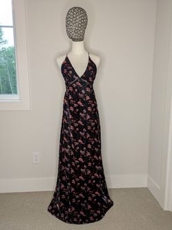 Velvet Floral Maxi Dress XS