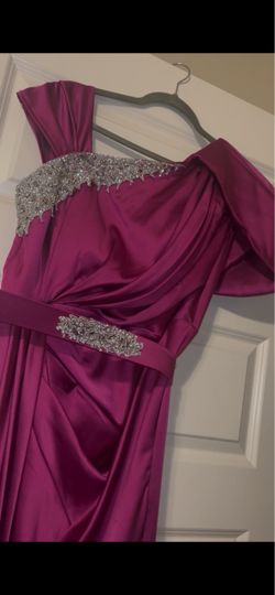 Magenta Satin Formal Gown with Beading
