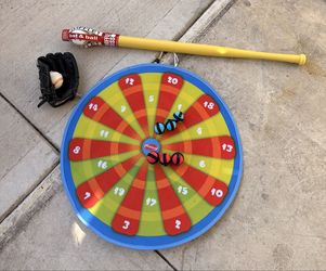 Toys for toddlers! Wiffle Bat and Ball, Diggin Dartboard Game, and Baseball Glove Set