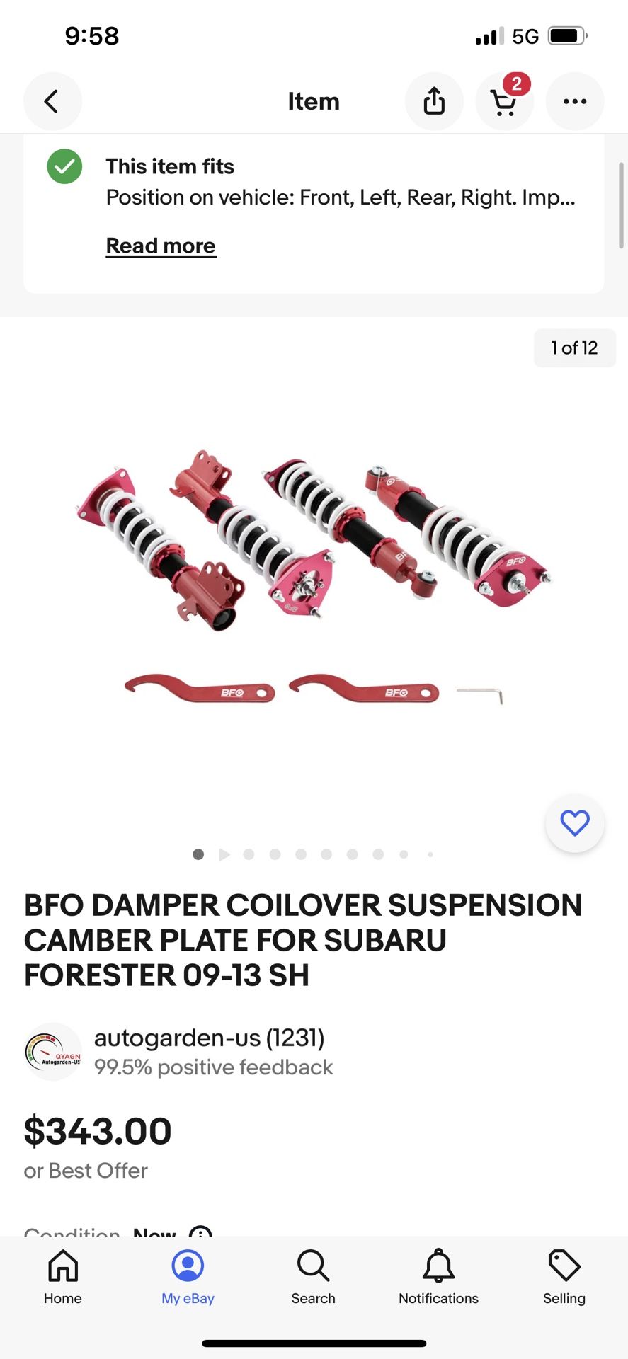 09 Subaru Forester Suspension Brand New