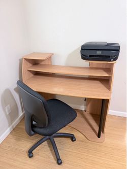 Desk, Printer, & Office Chair Set
