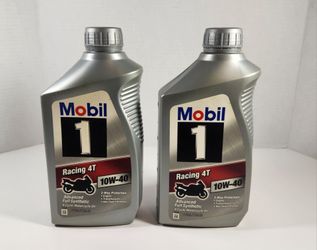 LOT OF 2 MOBIL 1 RACING 4T 10W-40  MOTOR OIL 1 QUART