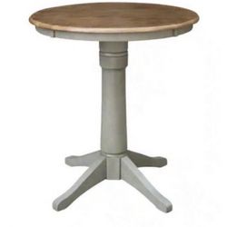 Open Box New International Concepts Hickory/Stone 30 in. Round Top Solid Wood Counter Height Dining