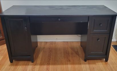 Black Office Desk with Drawers & Storage Cabinet