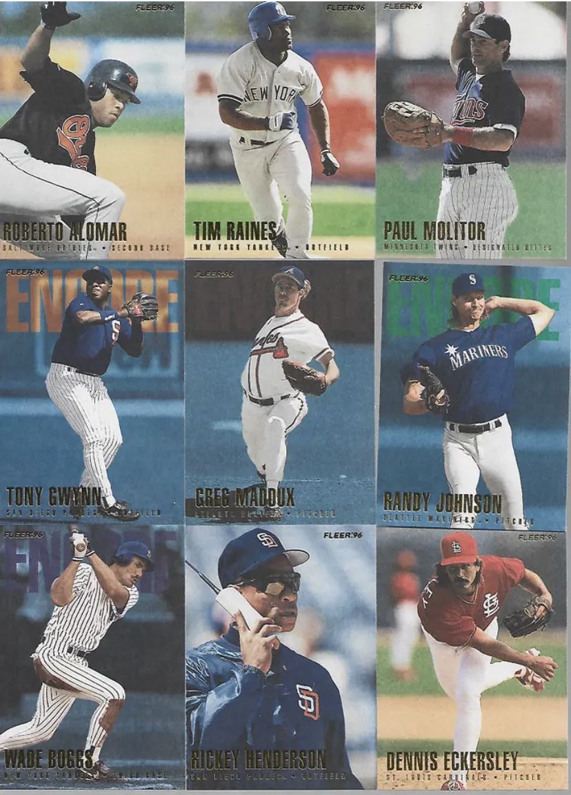 1996 Fleer Update complete set of 250 baseball cards NM or better condition. Griffey Jeter Thomas Henderson Abreu RC Rookie Card other MLB HOF