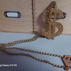 Costome Jewlery Necklace With Dollar Sign Charm