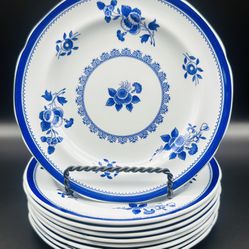 Vtg 9 Spode Gloucester Fine Stone Blue Floral Bread & Butter Plates 6” Y2989