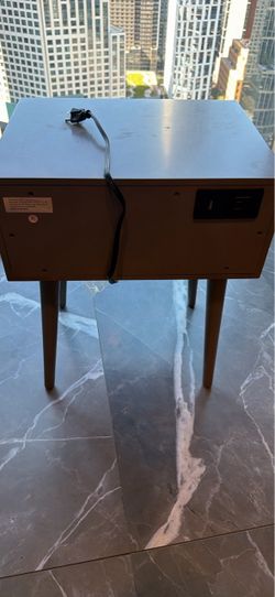 White Nightstand with Built-In Power Outlet