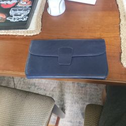 Joseph Abboud BLUE LEATHER TRAVEL WALLET