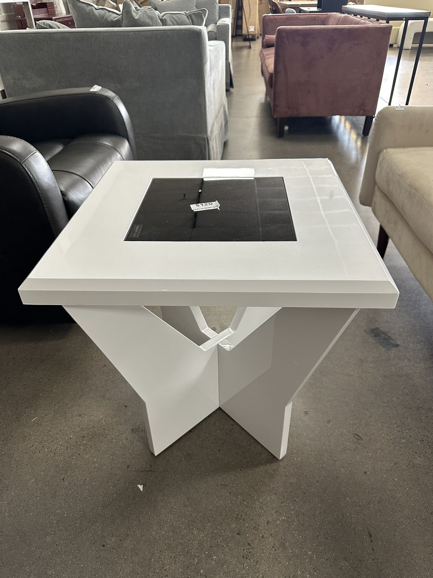 Ameena Contemporary Glass Top End Table
