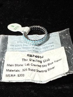 The Sterling Club .925 Sterling Silver Lab Created Sky Blue Topaz Ring Size 8