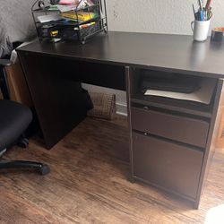 Dark Wood Desk With File Divider