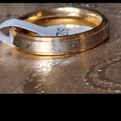 4mm Silver and Gold Color Groove Mens Wedding band. sz 8.