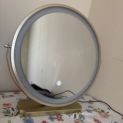 LED Tri-color Ring Light Makeup Mirror 15-inch