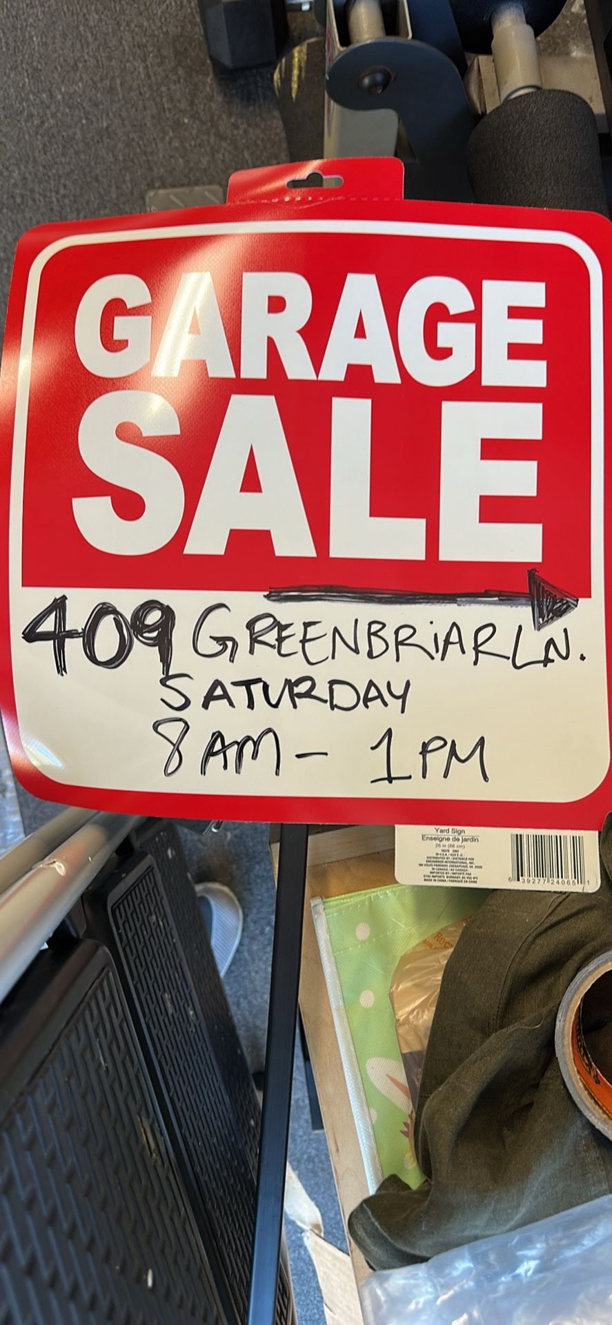 Elliptical Garage Sale Tomorrow 8-1pm