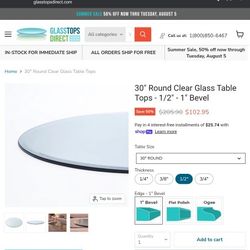 Round Table  Glass  30in X 30in