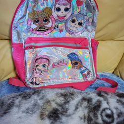 Girl's Lol, Surprise! 6 Star Back Pack Pink & Silver