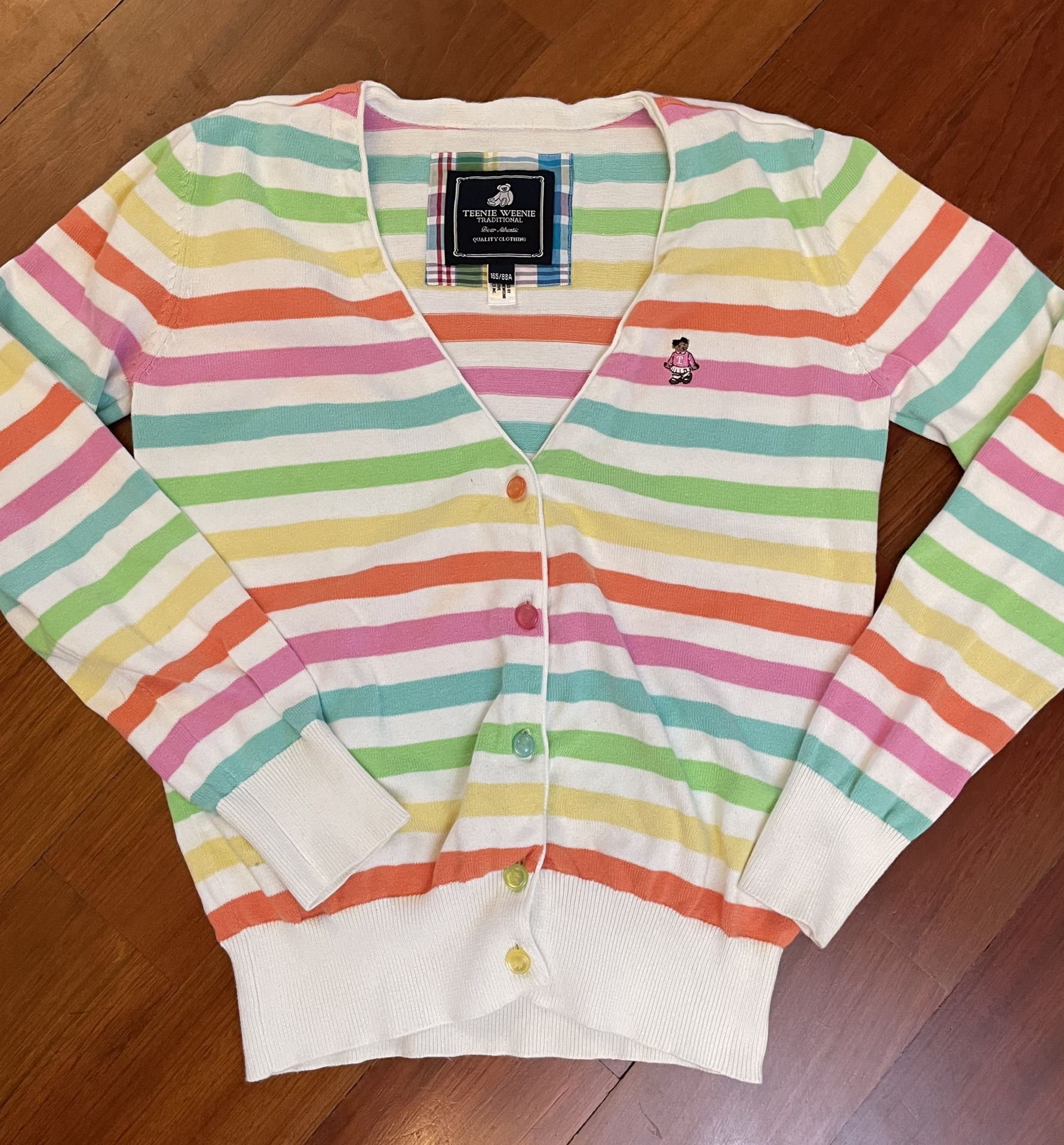 Teenie Weenie Rainbow Cardigan Sweater Bear