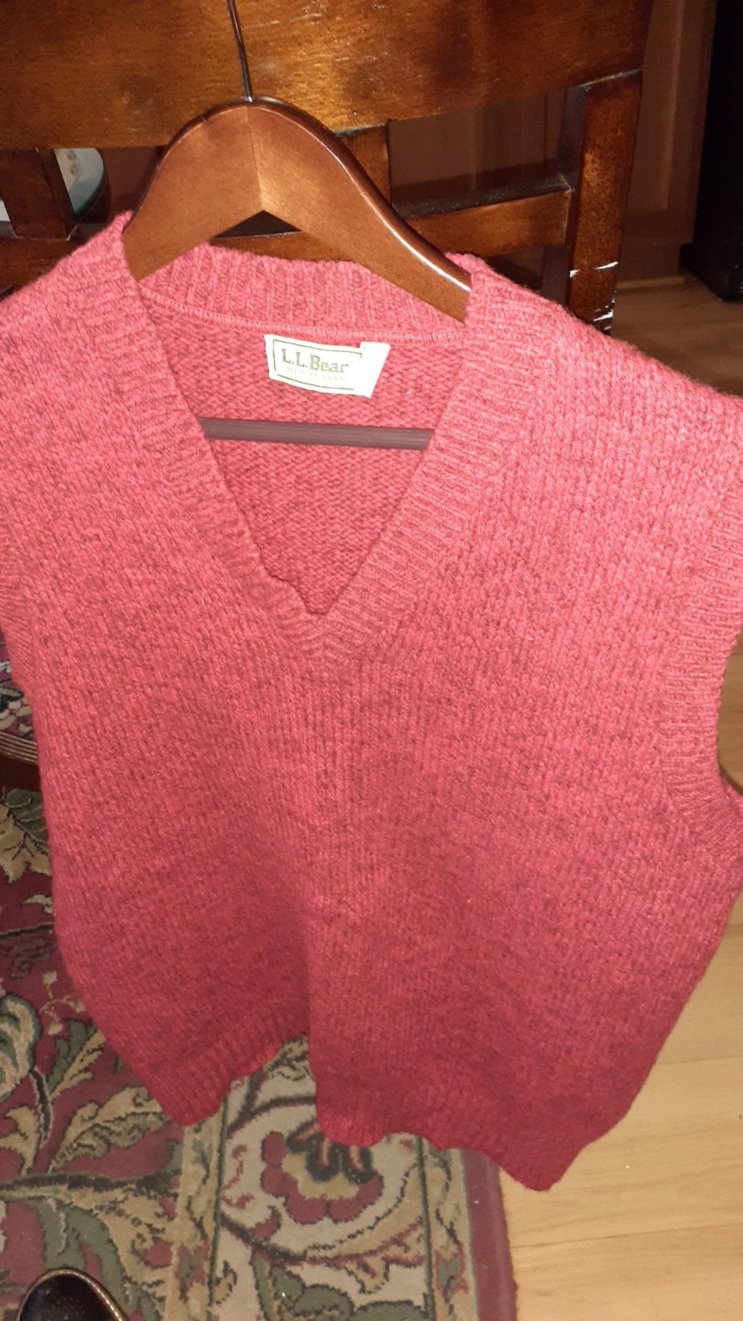 Mens Red LLBean Sweater Vest Size L