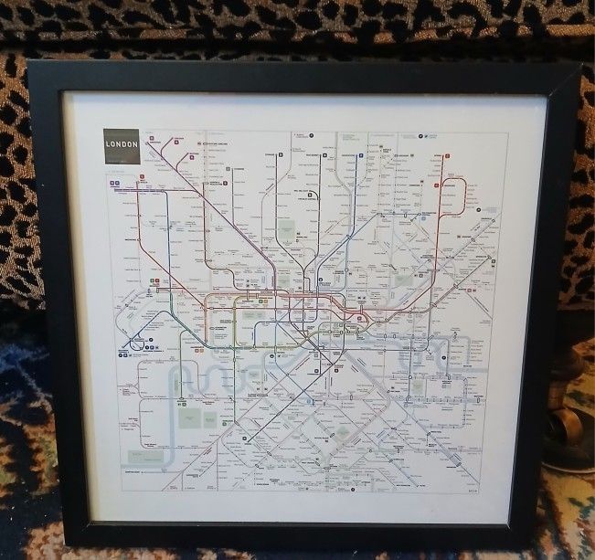 PRINT OF LONDON TUBE MAP. FRAMED UNDER GLASS.. Like NEW