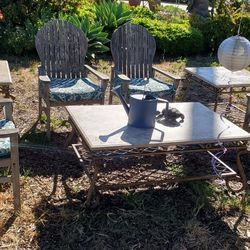 Square End Wrought Iron Marble Top Tables (3)