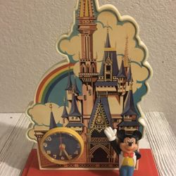 Vintage 1970's "MICKEY MOUSE CLOCK" - Cinderella's Castle W/Vinyl Mickey , Japan