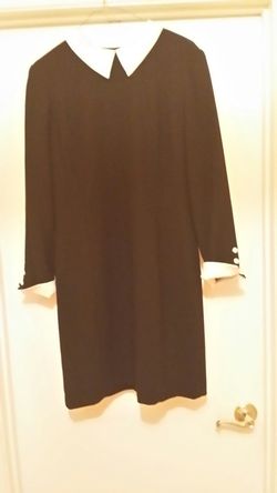 Classy black dress with cream satin trim