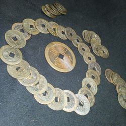 Ancient Chinese Qianlong Tongbao Cash Coins, Qing Dynasty