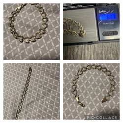 10 K Heart Bracelet 8”