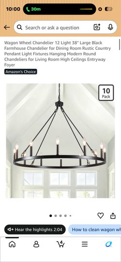 38” Farmhouse Wagon Wheel Chandelier – 12 Light